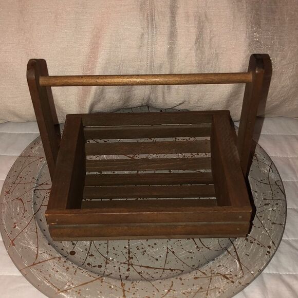 Vintage Brown Handmade Farmhouse Wooden Basket - Picture 3 of 9
